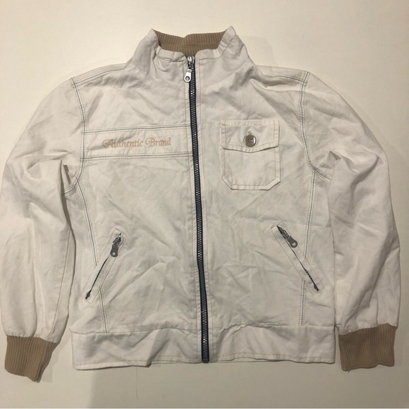 LARA Jackets & Blazers - Lara Original Brand Full Zip Jacket Womens Size 8 White Brown Blue Stitching